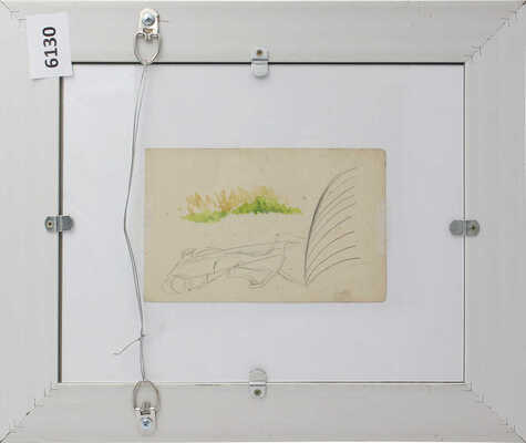 Чехонин Сергей Васильевич. Обнаженная девушка со спины в окружении набросков посуды (на оборотной стороне «Скачки на ипподроме»)